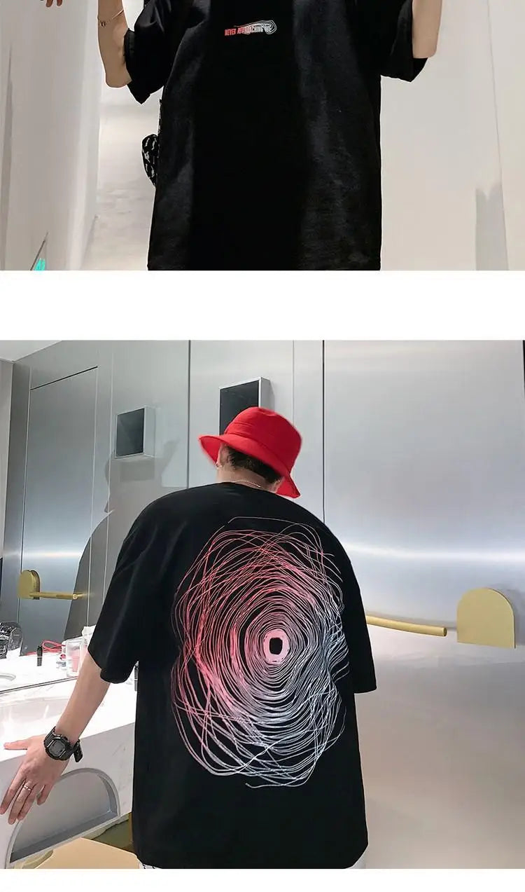 NEXT STREET Oversized Print Tech TEE