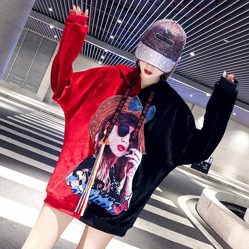 NEXT STREET Harajuku Patchwork Hoodie