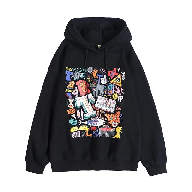 NEXT STREET Harajuku Fleece-Lined Hoodie