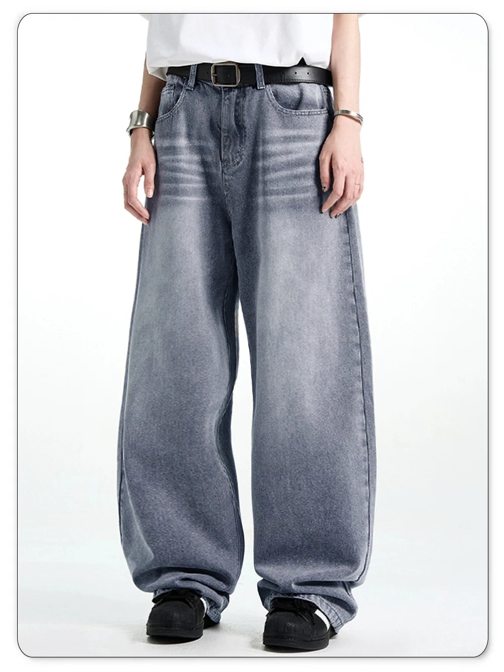 NEXT STREET Retro Wash Wide-Leg Jeans
