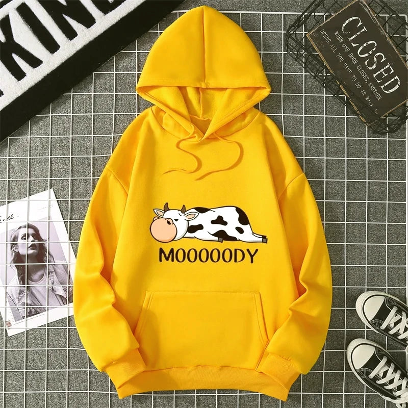 NEXT STREET Kawaii Cow Print Hoodie