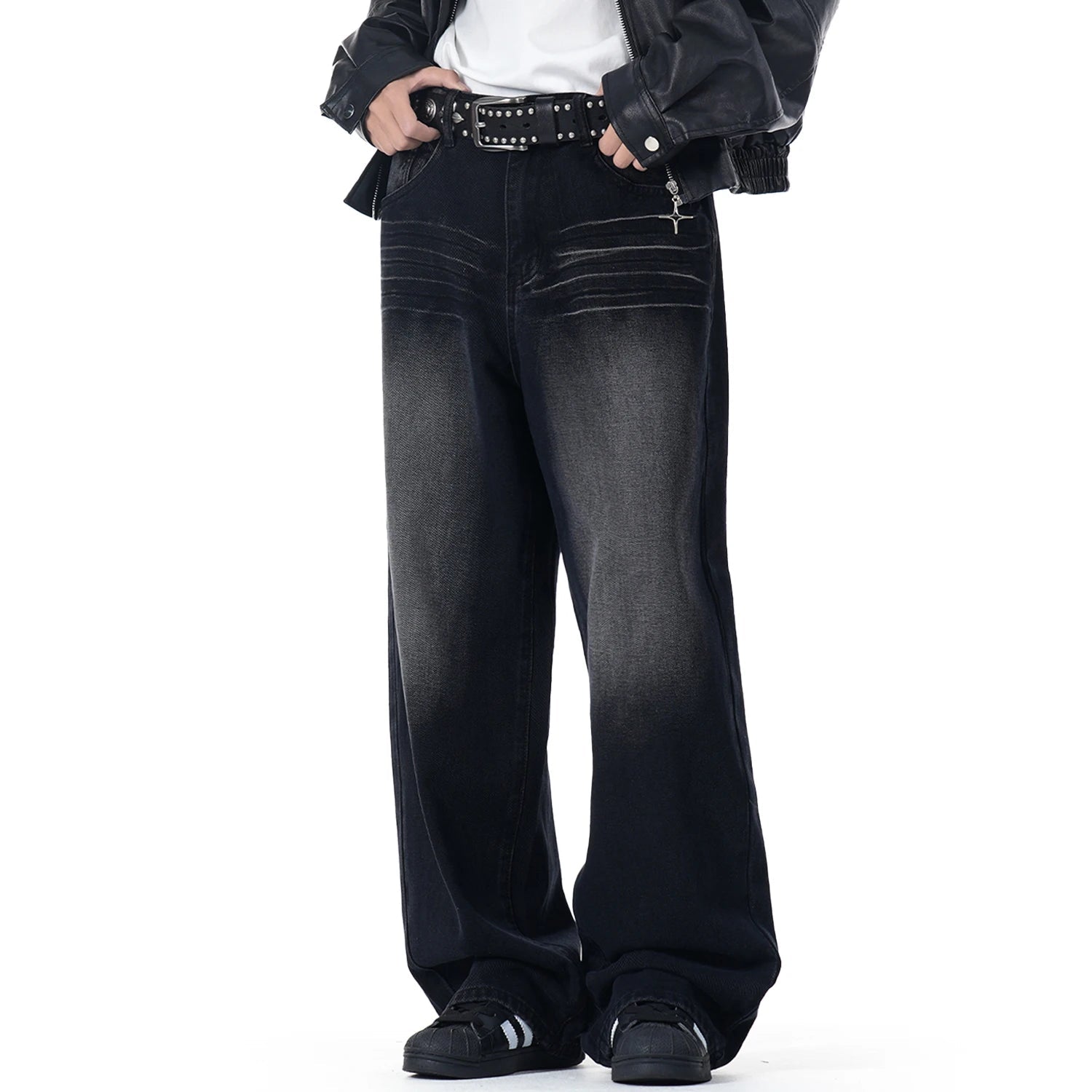 NEXT STREET Enzyme Black Wide-Leg Jeans