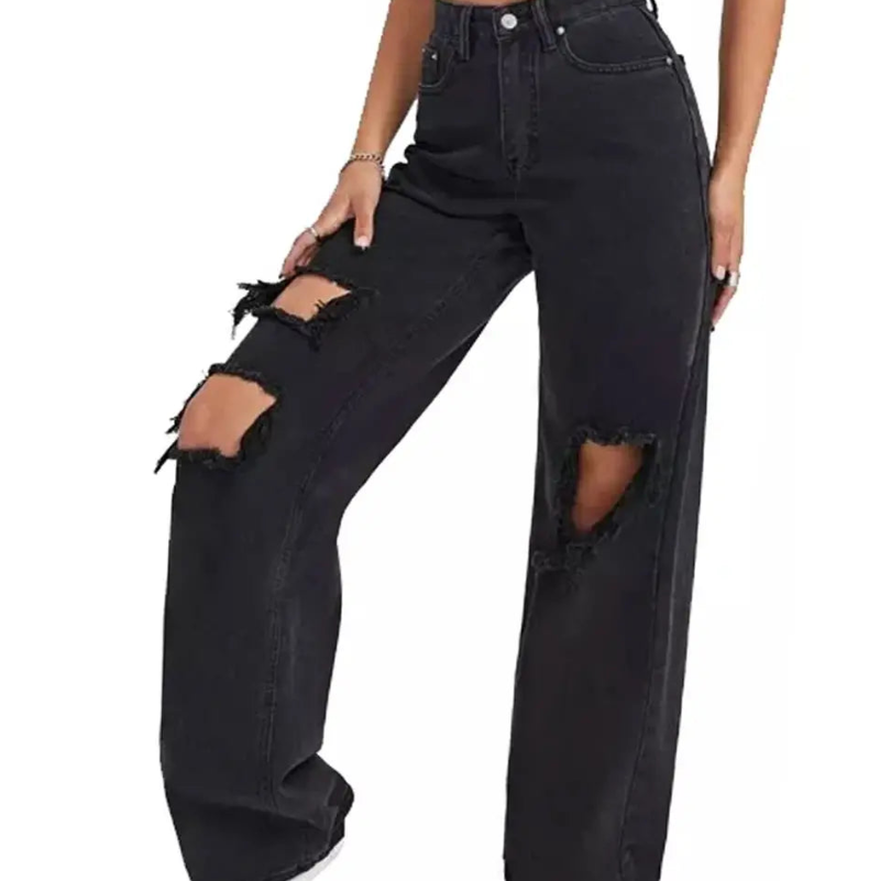 NEXT STREET Black Ripped High Waist Jeans