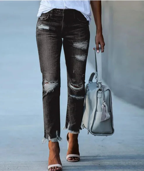 NEXT STREET Dark Distress Cropped Jeans