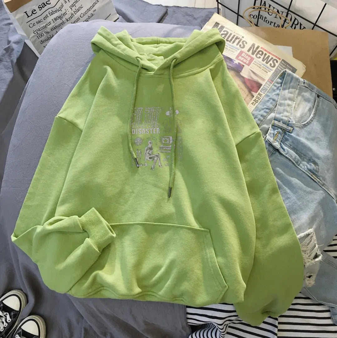 NEXT STREET Haze Graphic Velvet Hoodie