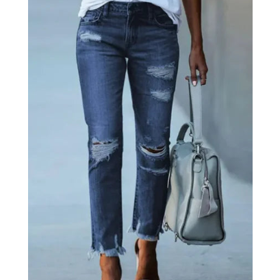 NEXT STREET Dark Distress Cropped Jeans