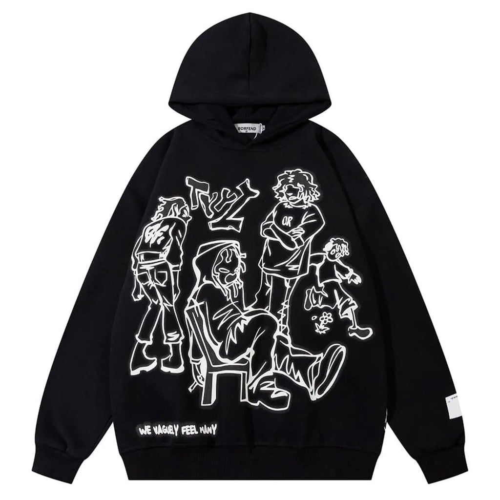 NEXT STREET Y2K Grunge Graphic Hoodie